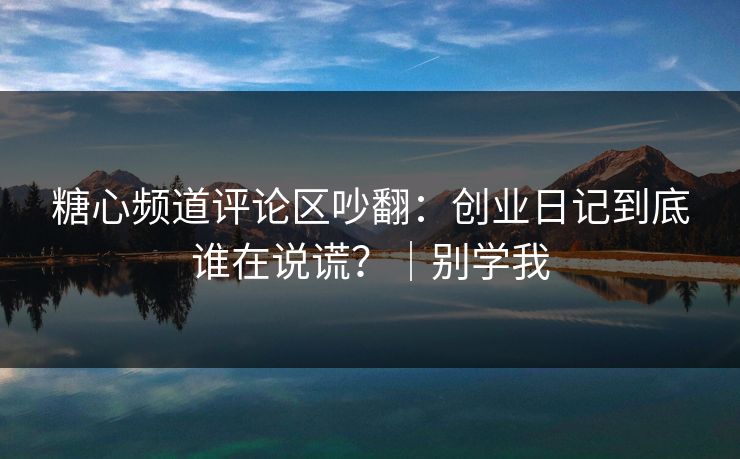 糖心频道评论区吵翻：创业日记到底谁在说谎？｜别学我